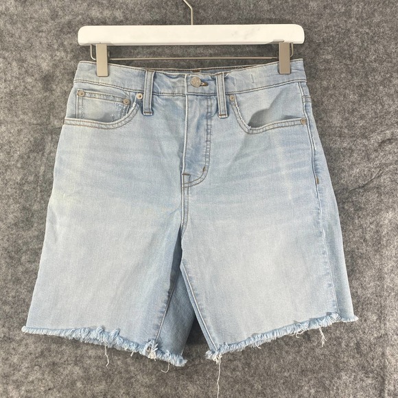 Madewell Denim Shorts 25 Light Blue High Rise Mid Length Jean Cutoff Adeline - Picture 3 of 13